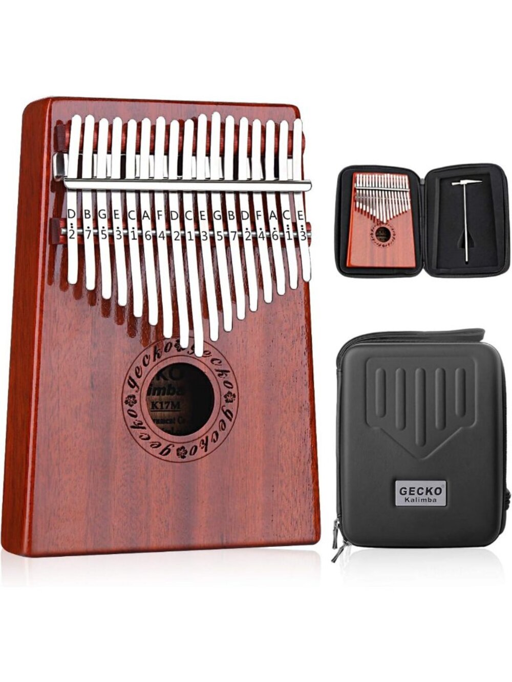 17-Key Thumb Piano Kalimba with Waterproof Case, Tune Hammer & Instructions
